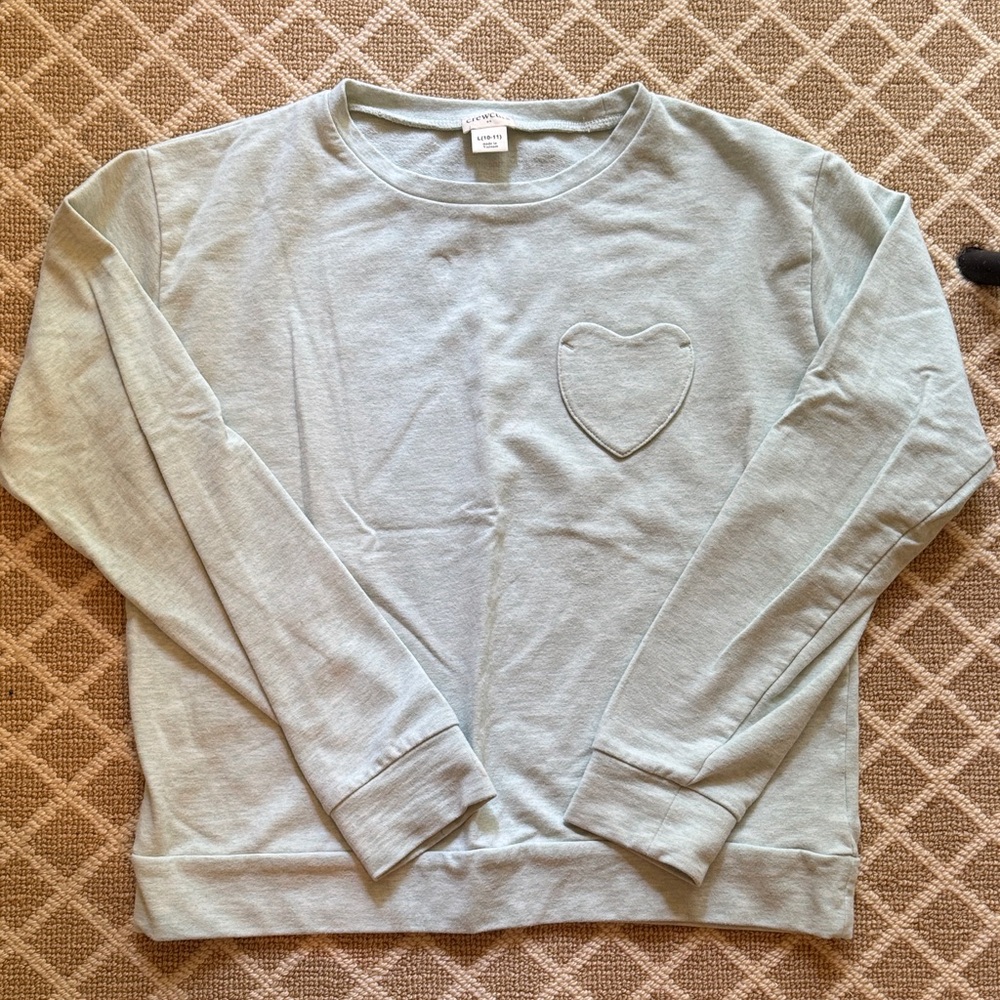 Crewcuts Mint Green Heart Sweatshirt L 10/11